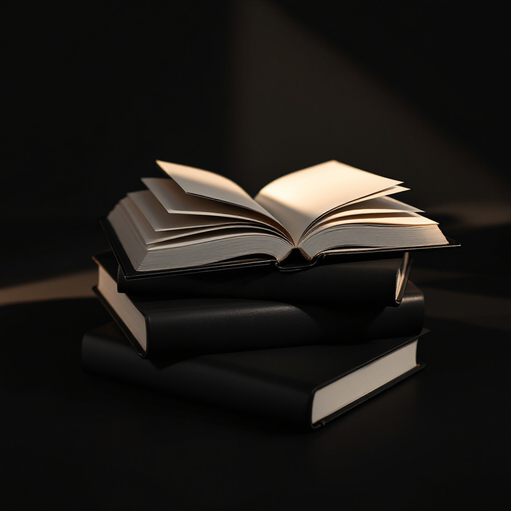 Three books on dark desk — Diego Cipion author